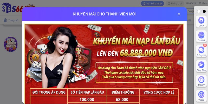 Nạp tiền lần đầu thưởng liền tay 100% dành cho anh em tân thủ